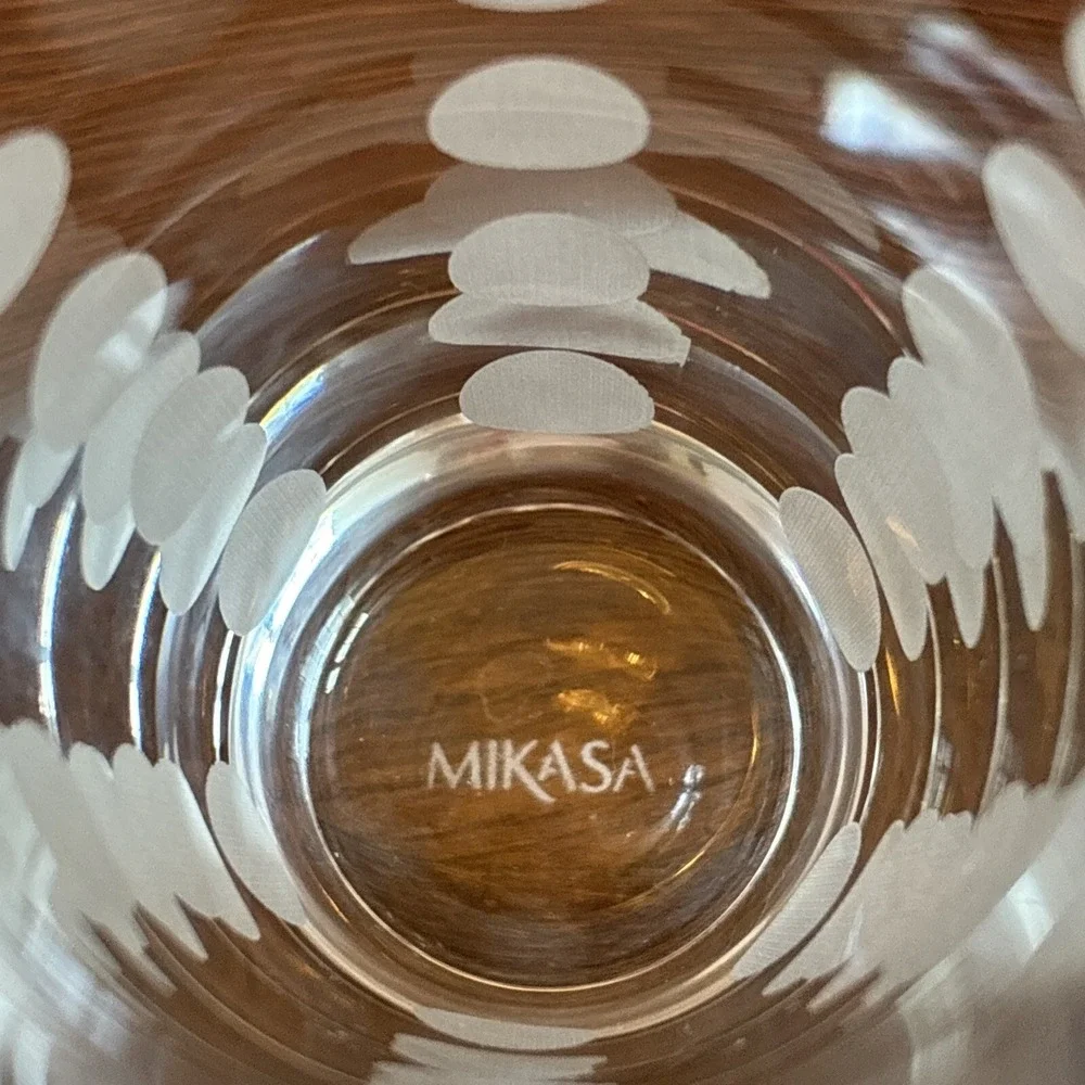 2 Mikasa Cheers Highball Tumbler Tom Collins‎ Glasses Etched 7.25 Dots / Bubbles